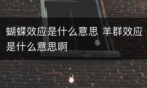 蝴蝶效应是什么意思 羊群效应是什么意思啊