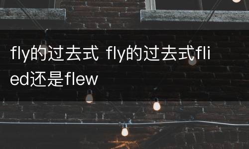fly的过去式 fly的过去式flied还是flew