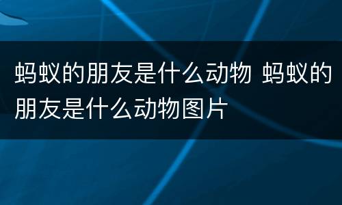 蚂蚁的朋友是什么动物 蚂蚁的朋友是什么动物图片