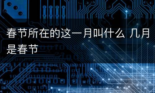 春节所在的这一月叫什么 几月是春节