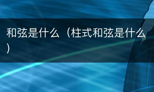 和弦是什么（柱式和弦是什么）