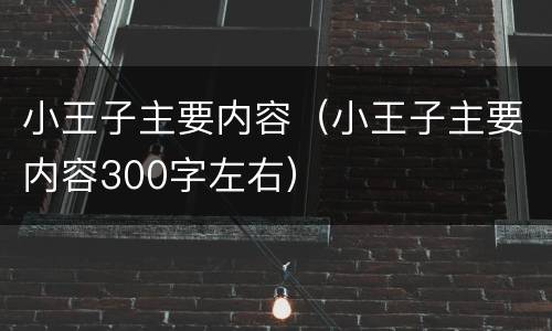 小王子主要内容（小王子主要内容300字左右）