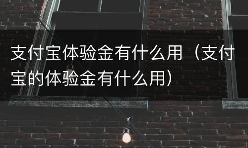 支付宝体验金有什么用（支付宝的体验金有什么用）