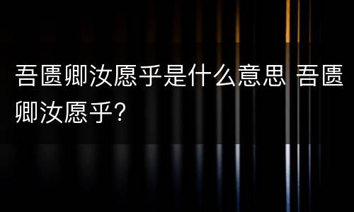 吾匮卿汝愿乎是什么意思 吾匮卿汝愿乎?