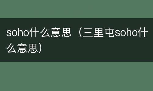 soho什么意思（三里屯soho什么意思）