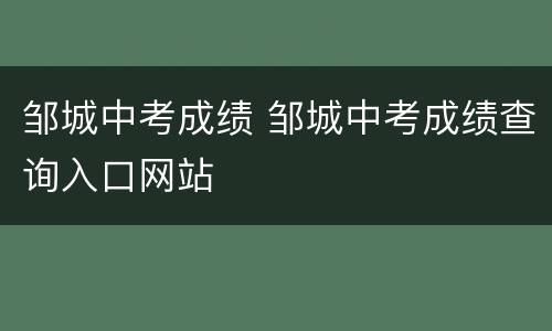 邹城中考成绩 邹城中考成绩查询入口网站