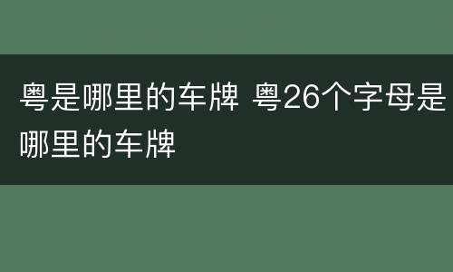 粤是哪里的车牌 粤26个字母是哪里的车牌