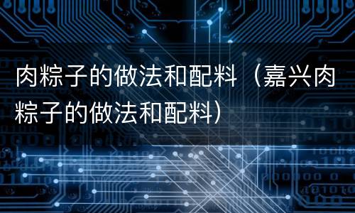 肉粽子的做法和配料（嘉兴肉粽子的做法和配料）