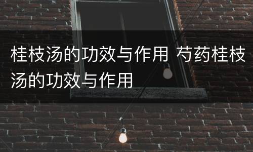 桂枝汤的功效与作用 芍药桂枝汤的功效与作用