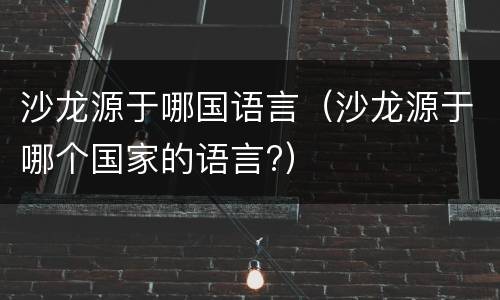 沙龙源于哪国语言（沙龙源于哪个国家的语言?）