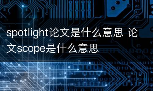 spotlight论文是什么意思 论文scope是什么意思