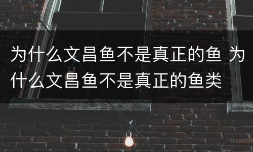 为什么文昌鱼不是真正的鱼 为什么文昌鱼不是真正的鱼类