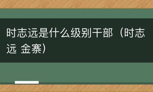 时志远是什么级别干部（时志远 金寨）