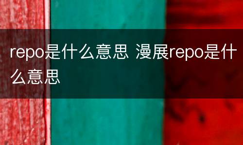 repo是什么意思 漫展repo是什么意思