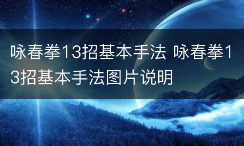 咏春拳13招基本手法 咏春拳13招基本手法图片说明