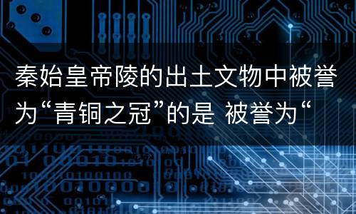 秦始皇帝陵的出土文物中被誉为“青铜之冠”的是 被誉为“青铜之冠”的是什么