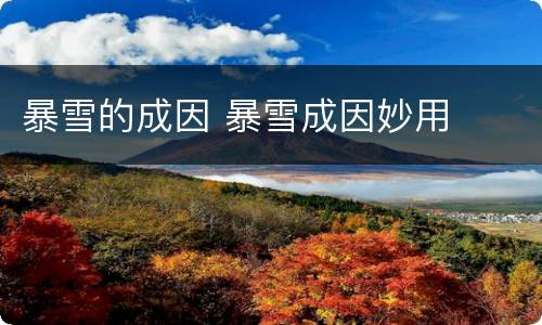 暴雪的成因 暴雪成因妙用