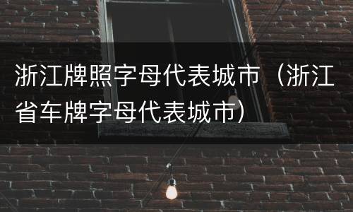 浙江牌照字母代表城市（浙江省车牌字母代表城市）
