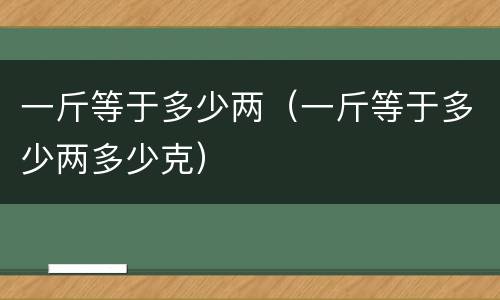 一斤等于多少两（一斤等于多少两多少克）
