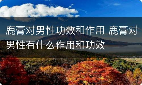 鹿膏对男性功效和作用 鹿膏对男性有什么作用和功效