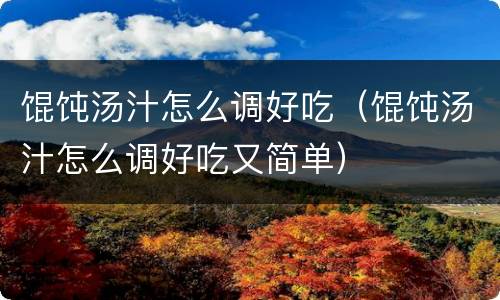 馄饨汤汁怎么调好吃（馄饨汤汁怎么调好吃又简单）