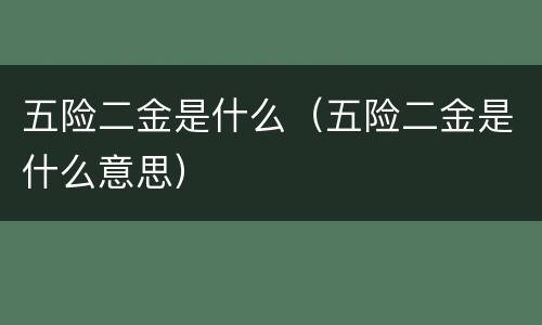 五险二金是什么（五险二金是什么意思）