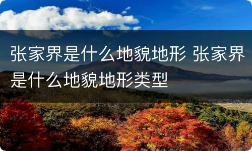 张家界是什么地貌地形 张家界是什么地貌地形类型