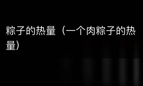 粽子的热量（一个肉粽子的热量）