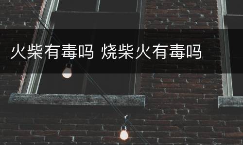 火柴有毒吗 烧柴火有毒吗
