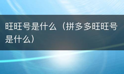 旺旺号是什么（拼多多旺旺号是什么）