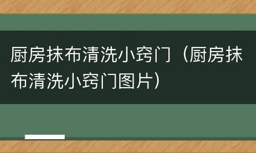 厨房抹布清洗小窍门（厨房抹布清洗小窍门图片）