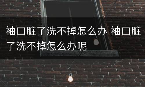 袖口脏了洗不掉怎么办 袖口脏了洗不掉怎么办呢