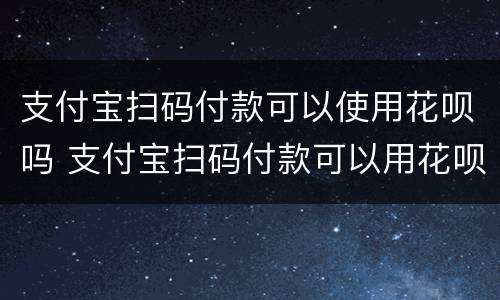 支付宝扫码付款可以使用花呗吗 支付宝扫码付款可以用花呗付款吗