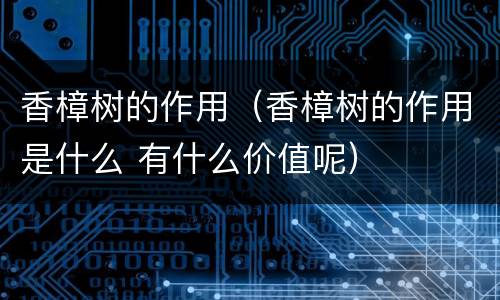 香樟树的作用（香樟树的作用是什么 有什么价值呢）