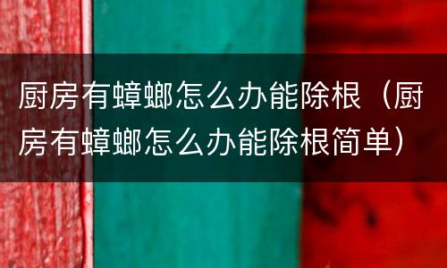 厨房有蟑螂怎么办能除根（厨房有蟑螂怎么办能除根简单）