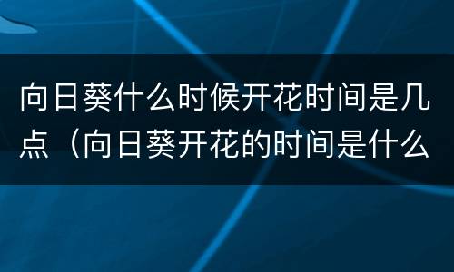 向日葵什么时候开花时间是几点（向日葵开花的时间是什么时候几点）
