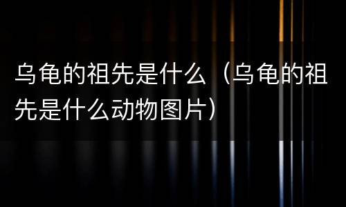 乌龟的祖先是什么（乌龟的祖先是什么动物图片）
