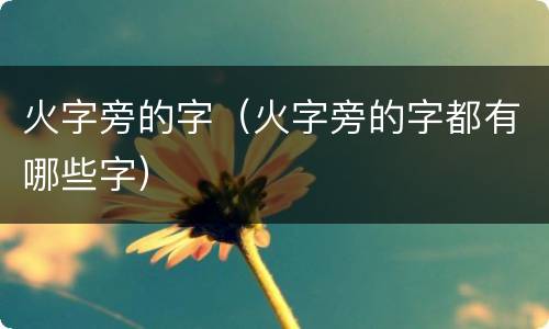 火字旁的字（火字旁的字都有哪些字）