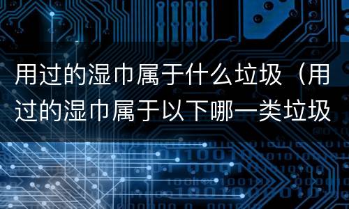 用过的湿巾属于什么垃圾（用过的湿巾属于以下哪一类垃圾）