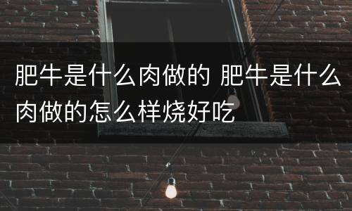 肥牛是什么肉做的 肥牛是什么肉做的怎么样烧好吃