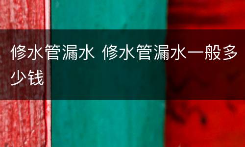 修水管漏水 修水管漏水一般多少钱