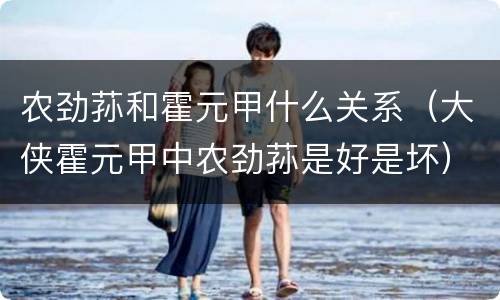 农劲荪和霍元甲什么关系（大侠霍元甲中农劲荪是好是坏）