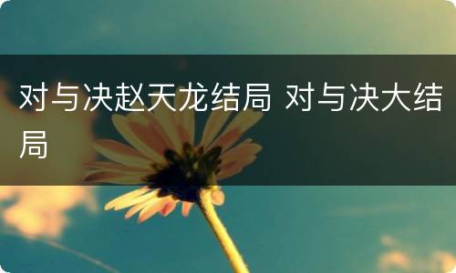 对与决赵天龙结局 对与决大结局