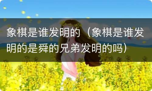 象棋是谁发明的（象棋是谁发明的是舜的兄弟发明的吗）