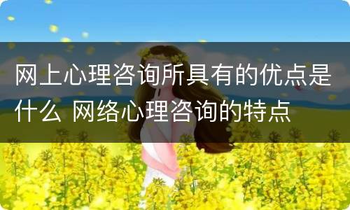 网上心理咨询所具有的优点是什么 网络心理咨询的特点