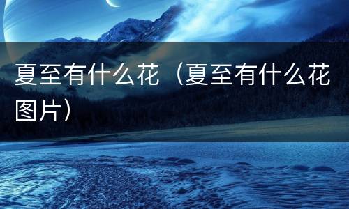 夏至有什么花（夏至有什么花图片）