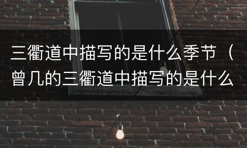 三衢道中描写的是什么季节（曾几的三衢道中描写的是什么季节）