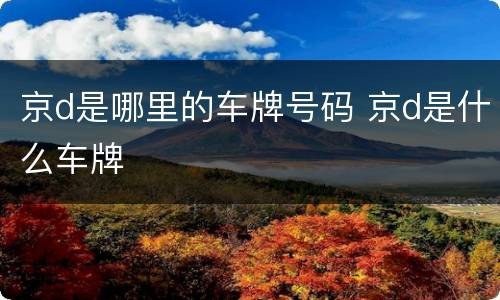 京d是哪里的车牌号码 京d是什么车牌
