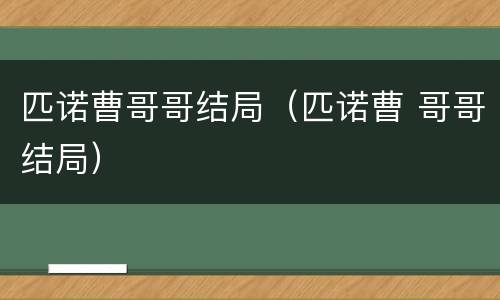 匹诺曹哥哥结局（匹诺曹 哥哥结局）