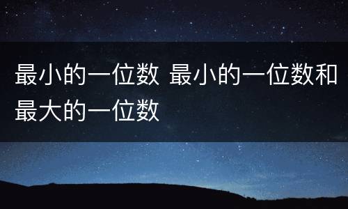 最小的一位数 最小的一位数和最大的一位数